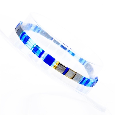 Braccialetto blu della perla di Tila, braccialetti della Boemia di amicizia con le perle