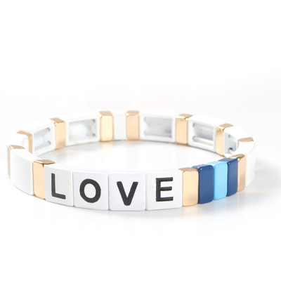 Lettere di amore regolabili del braccialetto delle mattonelle dello smalto dell'arcobaleno per il regalo