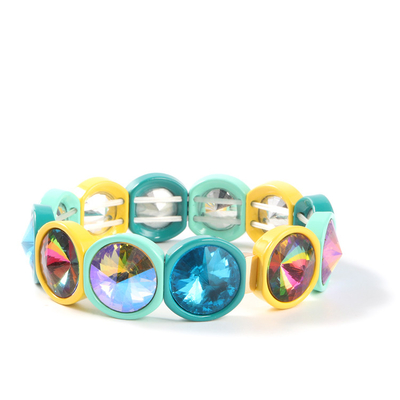 Braccialetto fatto a mano delle mattonelle dello smalto di allungamento, arcobaleno Crystal Diamond Bead Bracelets
