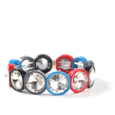 Braccialetto fatto a mano delle mattonelle dello smalto di allungamento, arcobaleno Crystal Diamond Bead Bracelets