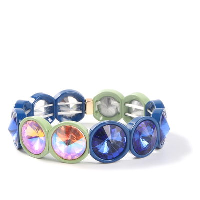 Braccialetto fatto a mano delle mattonelle dello smalto di allungamento, arcobaleno Crystal Diamond Bead Bracelets