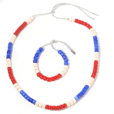 Braccialetto delle perle di proprio forte dei gioielli del KC, braccialetti in rilievo bianchi di U.S.A. e blu rossi