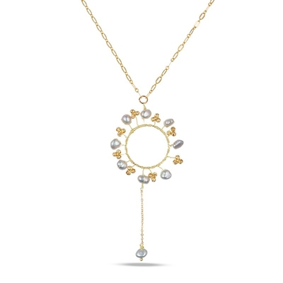 Il pendente del fiore della perla dell'OEM ha bordato la collana, collana d'acqua dolce naturale della perla