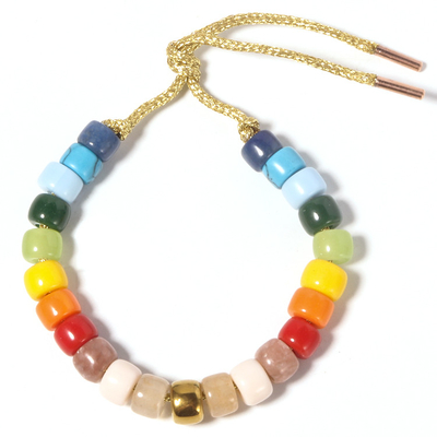 Le perle che di proprio forte dell'arcobaleno il braccialetto 8mm borda l'oro reale 18k hanno placcato d'ottone