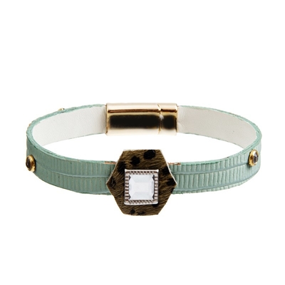 Braccialetto di cuoio fatto a mano geometrico, braccialetti magnetici dell'involucro della chiusura della Boemia 18.5cm