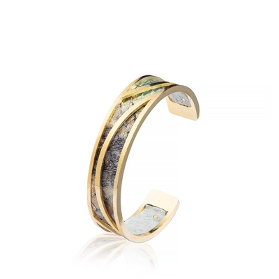 14k ha placcato i braccialetti del polsino per le donne che l'oro nero ha sventato il cuoio reale del crine