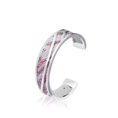 Larghezza di Sterling Silver Cuff Bracelet 13mm di rosa caldo con l'apertura regolabile