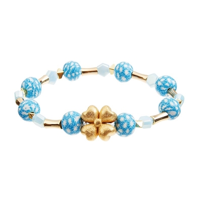 Fiore di Crystal Bead Stretch Bracelets Gold del giro dell'OEM con colore blu