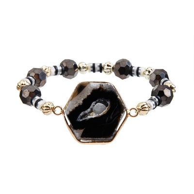 Ragazza fresca elastica di Crystal Bracelets Black White For della chiusura magnetica dell'OEM