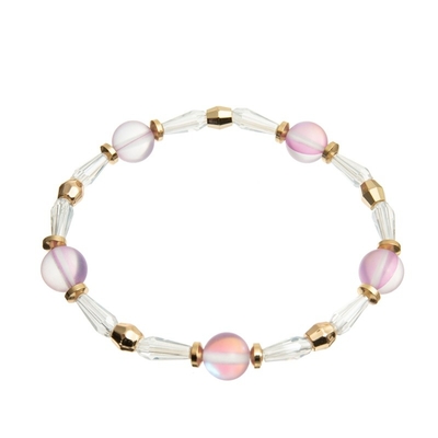 Luce della luna di vetro a un solo strato Crystal Bracelets For Daily Wear elastico