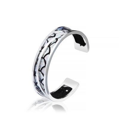 colore in bianco e nero placcato d'argento scolpito del braccialetto di cuoio del polsino di Diy