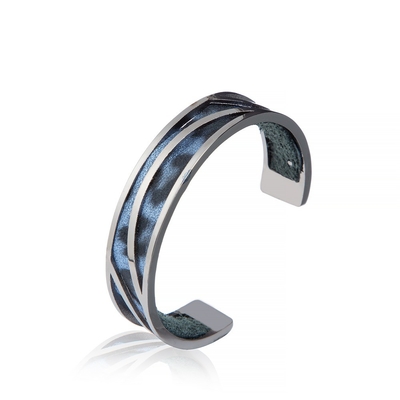 Colore blu scuro di larghezza di Matte Handmade Leather Cuffs 13mm del leopardo