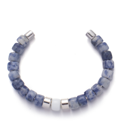 braccialetti in rilievo fatti a mano venati di blu Sterling Silver Plated di 8mm