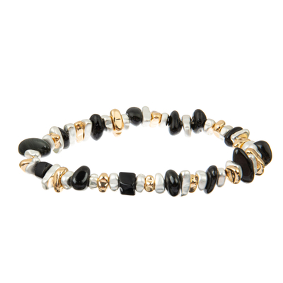 I braccialetti in rilievo dell'ematite 0.7mm mette l'oro in bianco e nero con argento
