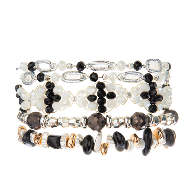 I braccialetti in rilievo dell'ematite 0.7mm mette l'oro in bianco e nero con argento