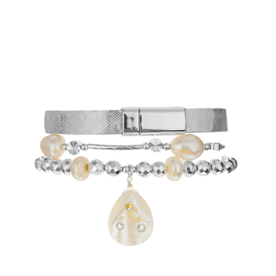 Il braccialetto in rilievo delle donne d'argento brillanti ha fissato l'allungamento di 0.7mm con Shell And Hematite