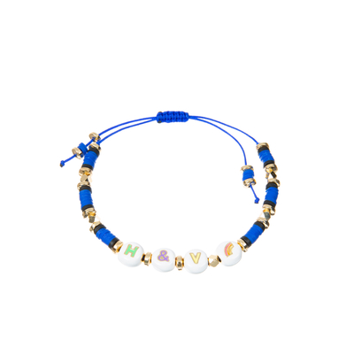 Polimero Clay Beaded Letter Bracelet, braccialetti della perla di alfabeto di 7.4*8mm