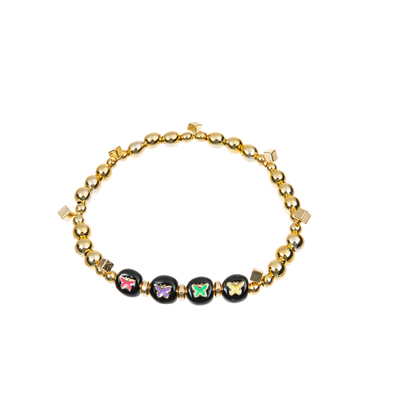 Materiale della lega dell'arcobaleno del nero del braccialetto della lettera di alfabeto dell'ematite dell'oro del KC