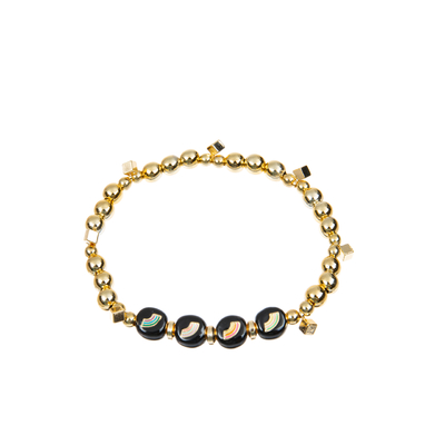 Materiale della lega dell'arcobaleno del nero del braccialetto della lettera di alfabeto dell'ematite dell'oro del KC