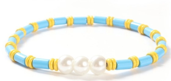 di misura adattabile strechy della Boemia di stile 18.5cm di 6mm Shell Pearl And Bead Bracelet