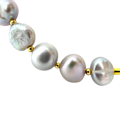 L'oro reale ha placcato il braccialetto d'acqua dolce della perla, 7,25 pollici della stella polare di braccialetto della perla