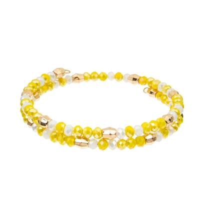 L'OEM Shinny Crystal Beads Bracelets giallo limone un braccialetto d'ottone di 2 strati