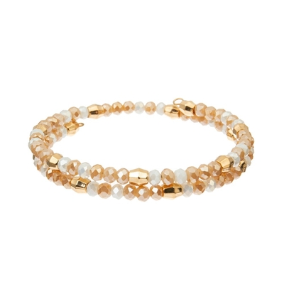 Arancia porpora rosa d'ottone di Crystal Wrap Bracelets With Gold del cavo di 3 strati