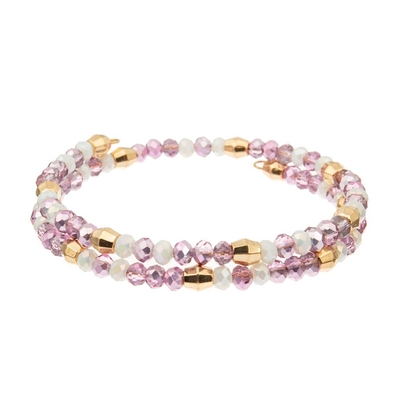 Arancia porpora rosa d'ottone di Crystal Wrap Bracelets With Gold del cavo di 3 strati