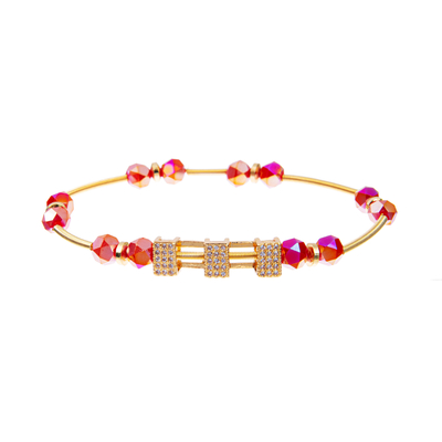 7,5&quot; nappa ha bordato l'oro elastico 14k dei braccialetti fatti a mano placcato