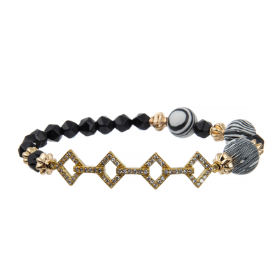 L'oro reale dei braccialetti fatti a mano delle perle del connettore di Zicron di stile di Polyclay della zebra ha placcato
