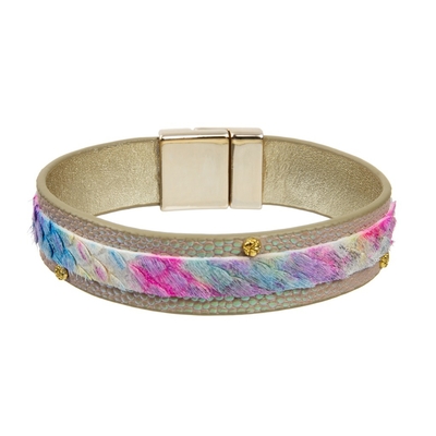Braccialetti di cuoio fatti a mano del crine del modello di Boho una primavera Clash Magnets di 2 strati