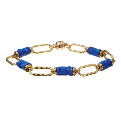 Braccialetti fatti a mano delle perle del pezzo di Polyclay dell'arcobaleno 6mm con i magneti a catena dell'oro