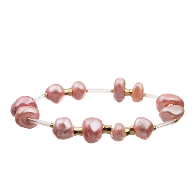 Il multi colore di rosa della pila della Boemia ha bordato il braccialetto elastico per modo dell'estate