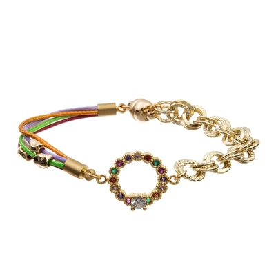 Braccialetti fatti a mano accatastabili rossi delle perle per gli anni dell'adolescenza di modo con lo zircone dell'arcobaleno