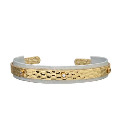 Gioielli ispiratori aperti del braccialetto di Grey Leather Bracelet Hammer Metal delle donne