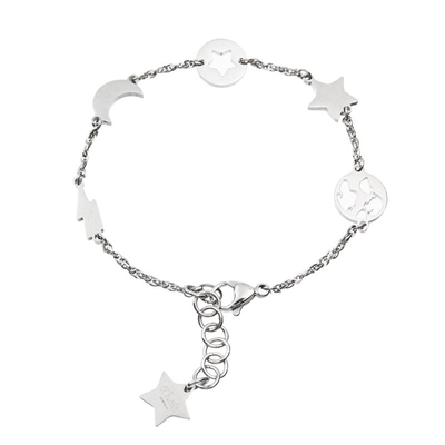 Il braccialetto del collegamento a catena della luna delle stelle di acciaio inossidabile incanta alla moda per le donne