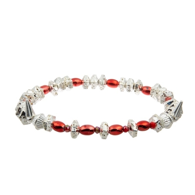 Perle dell'argento di Crystal Charm Bracelet With Red di vetro della stampa del leopardo