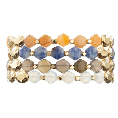 Braccialetto Mala For Thanks Giving Gift di potere di guarigione di Opal Natural Beads Hexagon Stone