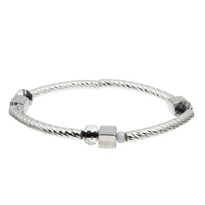 Abitudine accatastabile fatta a mano d'argento dell'insieme del braccialetto di Antivari con Crystal Beads