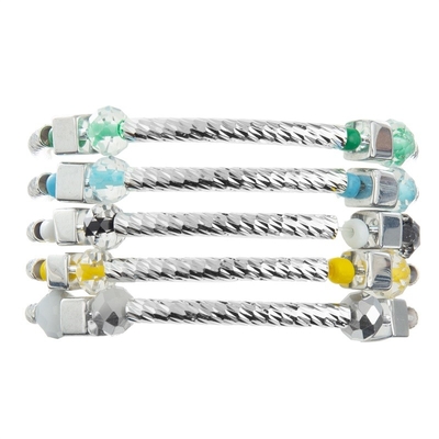 Abitudine accatastabile fatta a mano d'argento dell'insieme del braccialetto di Antivari con Crystal Beads