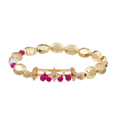 Braccialetti elastici fatti a mano di incanto della stella d'oro di zircone con le perle piane di forma per la ragazza