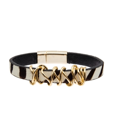 Colore bianco della zebra della stampa del cuoio delle perle del nero fatto a mano del braccialetto per signora
