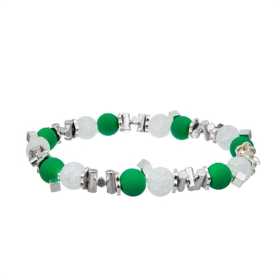 Braccialetto fatto a mano di cuoio di verde del partito messo con la palla minimalista della roccia di zircone
