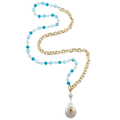 Collana naturale 8mm multicolori della catena dell'oro di Shell Pendant Glass Crystal Beads