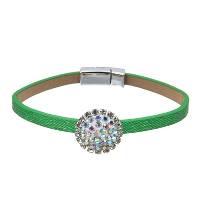 Braccialetto fatto a mano di cuoio di verde del partito messo con la palla minimalista della roccia di zircone