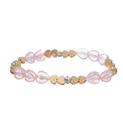 Braccialetto in rilievo delicato elegante della ragazza di rosa messo con il pendente del cuore dell'oro
