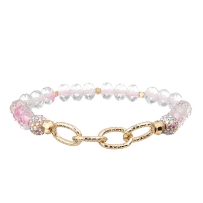 Braccialetto in rilievo delicato elegante della ragazza di rosa messo con il pendente del cuore dell'oro