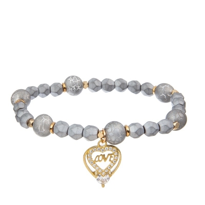 Il giro d'argento metallico modella il pendente fatto a mano del cuore della lettera dei braccialetti delle perle Con affetto