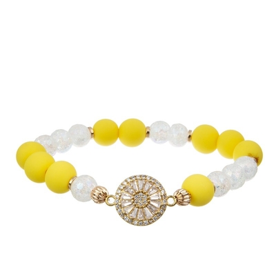 Pacchetto accatastabile elastico giallo del braccialetto tessuto Boho della nappa per gli anni dell'adolescenza
