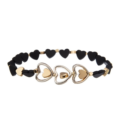 Signora fresca Round Beads Bracelet ha fissato la piccola dimensione nera di Facted con incanto di Druzy